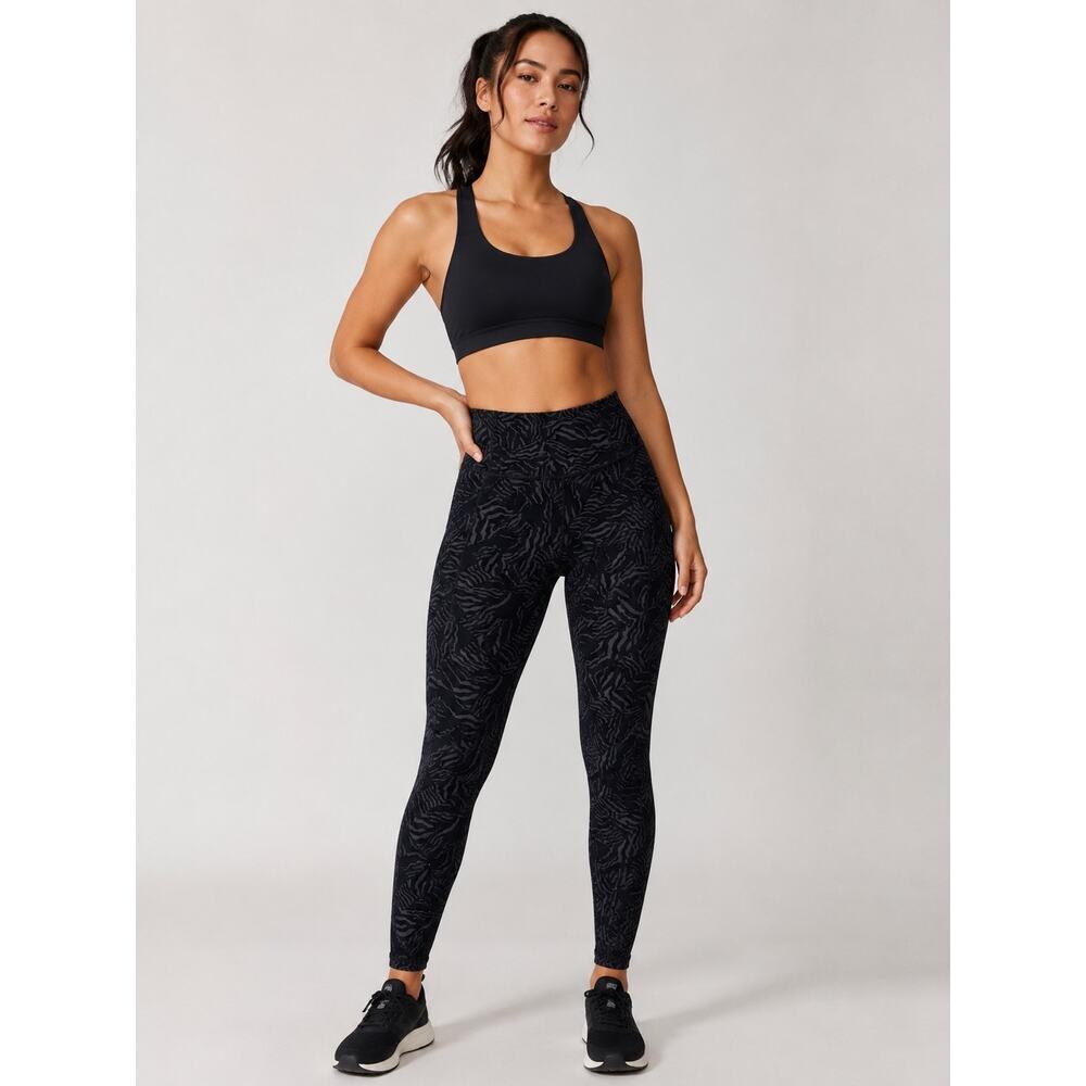Sweaty Betty Zero Gravity Zebra Print 7/8 Leggings Black Gray Running Athleisure
